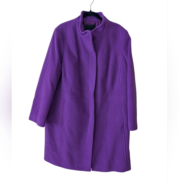 Talbots Wool Long Line Purple Classic Winter Button Up Coat Size 18W